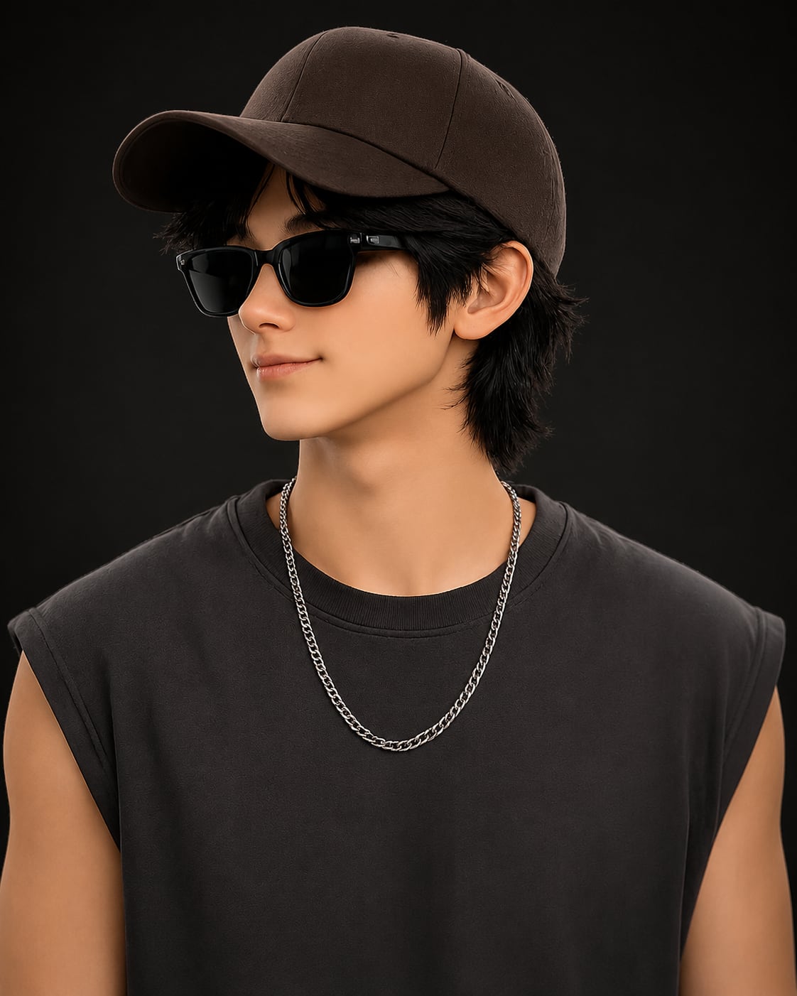 Ryan Yang wearing a dark cap and sunglasses against a dark studio background.